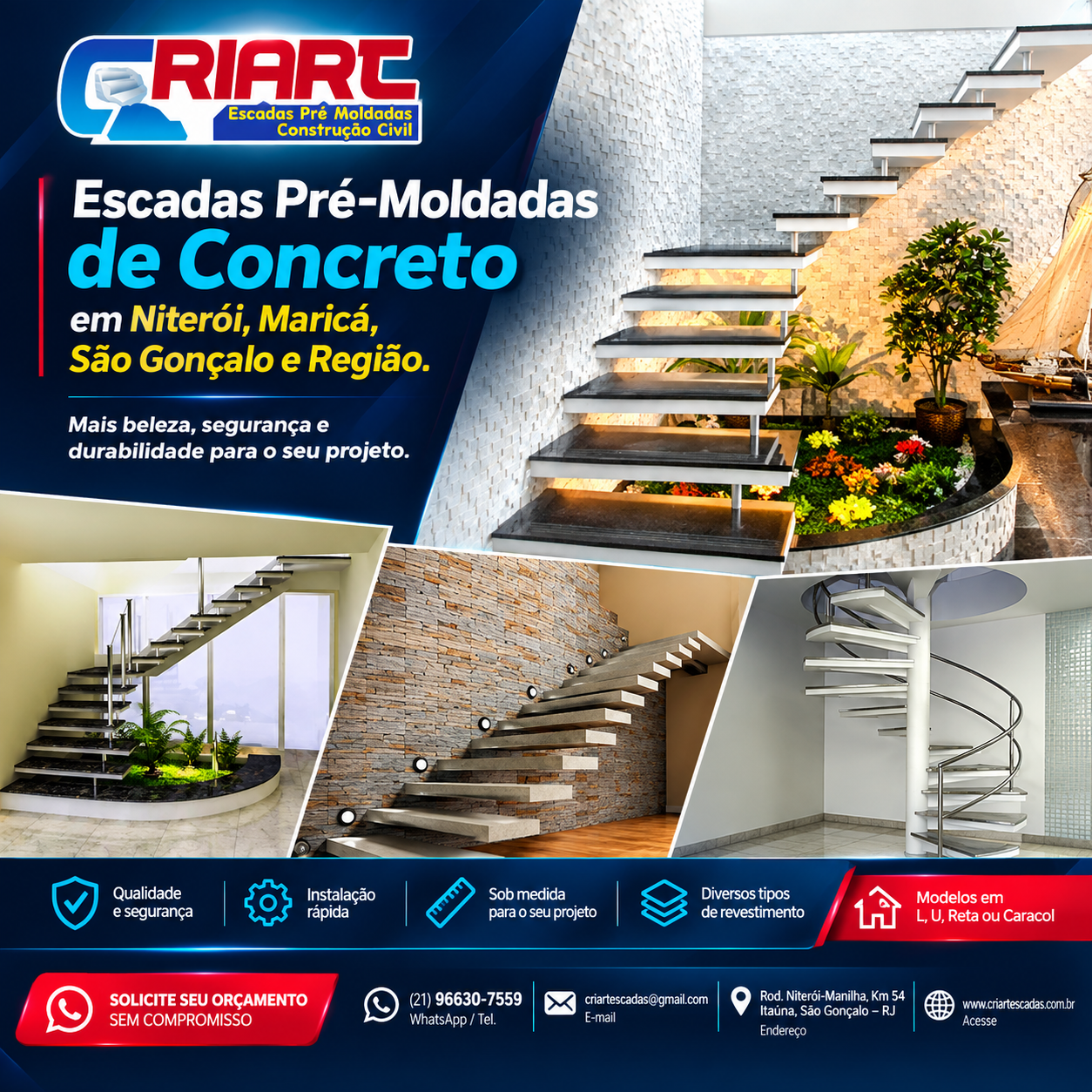 🏗️ Escadas Pré-Moldadas de Concreto em Niterói, Maricá, São Gonçalo e Região
